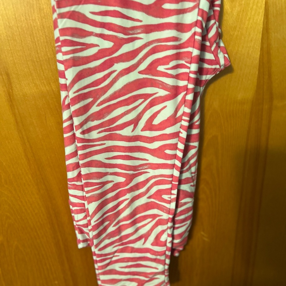 Pink and White Zebra Print Leggings